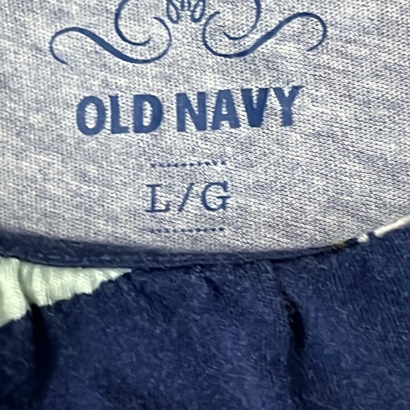 Old Navy navy floral tank top with ruffles neckline large - Picture 7 of 10